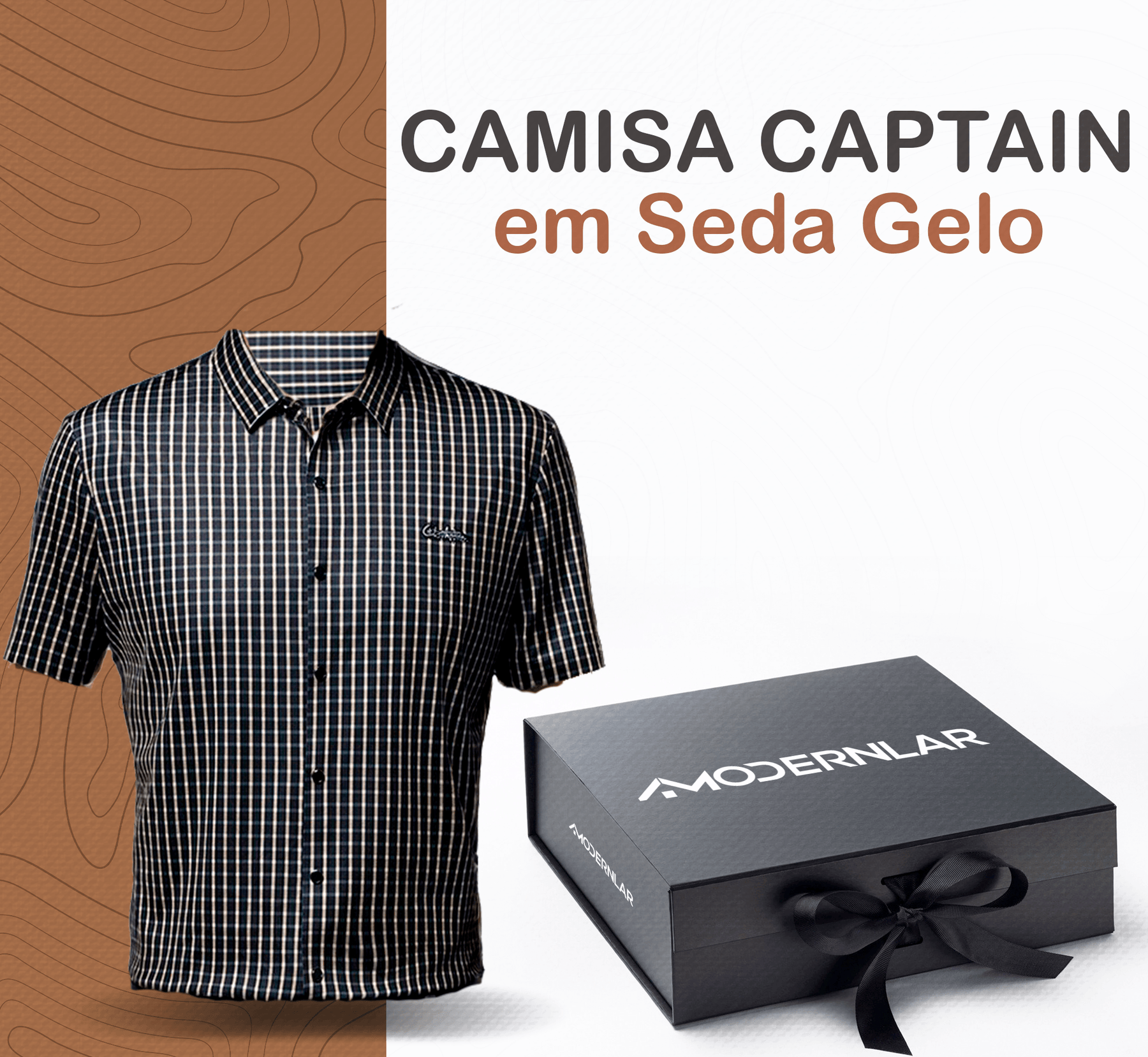 Camisa em Seda Gelo Captain™ Xadrez Náutico para o Homem de Prestígio!