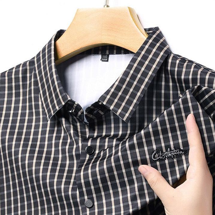 Camisa em Seda Gelo Captain™ Xadrez Náutico para o Homem de Prestígio!
