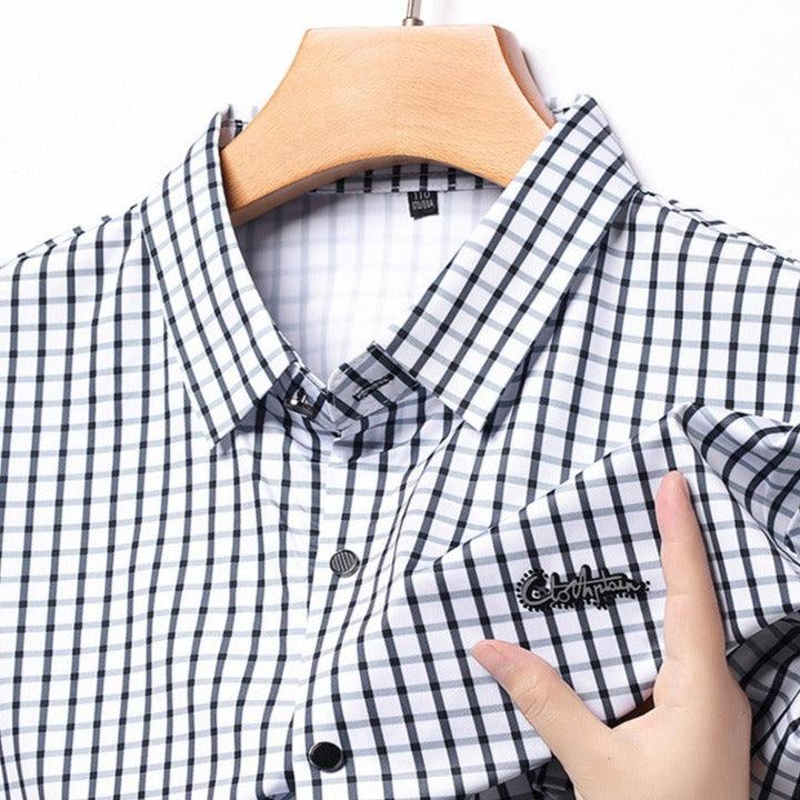 Camisa em Seda Gelo Captain™ Xadrez Náutico para o Homem de Prestígio!