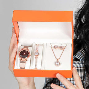 Conjunto de Acessórios Glamour Sky (Relógio, Bracelete, Colar e Brincos)
