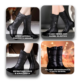 Bota Lucerne™ Forro Térmico e Zíper Lateral / Para Mulheres que Sofrem com o Frio e Não Abrem Mão da Elegância!