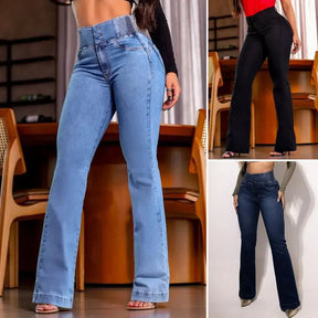 Calça Jeans Serafina™ com Cós Elástico Modelador e Efeito Levanta Bumbum / Modelagem Flare que Proporciona Conforto e Liberdade!