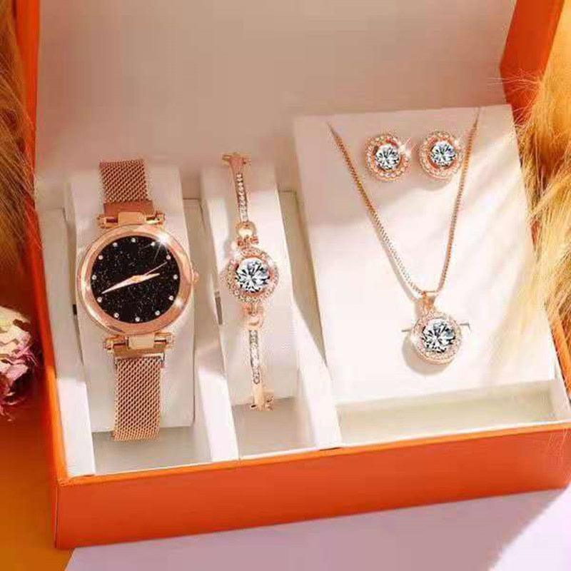 Conjunto de Acessórios Glamour Sky (Relógio, Bracelete, Colar e Brincos)