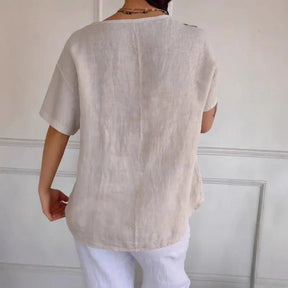 Blusa Amora™ em Algodão Leve com Botões Laterais / Toque Natural, Caimento Solto e Estilo Sem Esforço!
