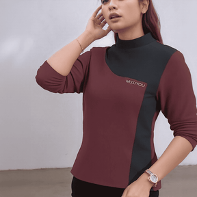 Blusa Cristina™ com Estampa Curva Bicolor e Tecido Térmico / Visual Impecável com Aconchego!