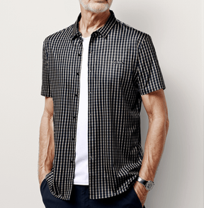 Camisa em Seda Gelo Captain™  Xadrez Náutico para o Homem de Prestígio!