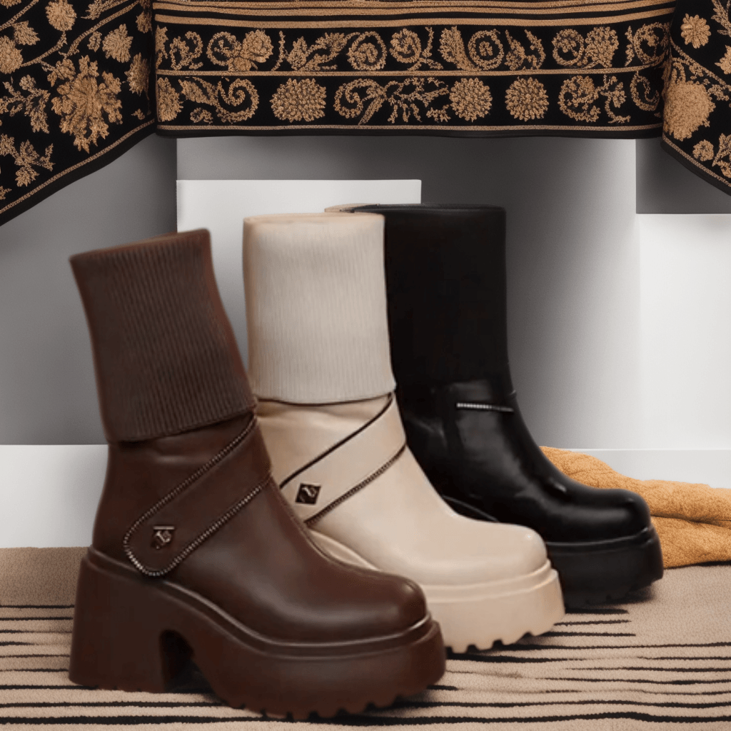 Bota Margareth™ com Cano Ajustável e Plataforma de 5cm - Elegância e Versatilidade em um Único Design!